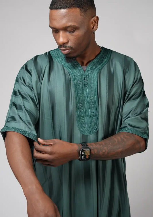 Emerald Green Moroccan Gandoura – Traditional Men’s Wear
