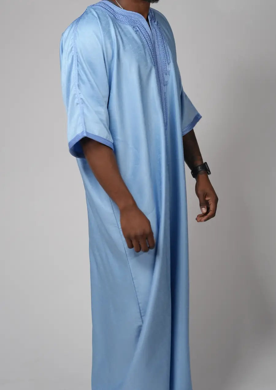 Sky Blue Moroccan Gandoura – Traditional Men’s Wear