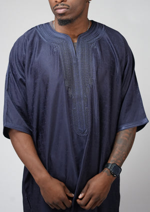 Midnight Navy Moroccan Gandoura – Traditional Men’s Wear