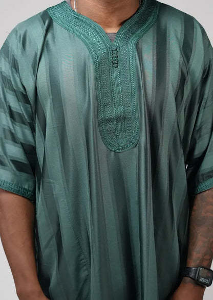 Emerald Green Moroccan Gandoura – Traditional Men’s Wear