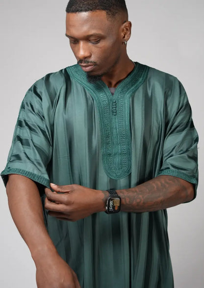 Emerald Green Moroccan Gandoura – Traditional Men’s Wear