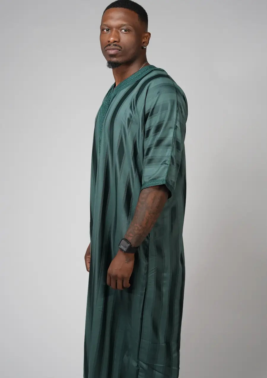 Emerald Green Moroccan Gandoura – Traditional Men’s Wear