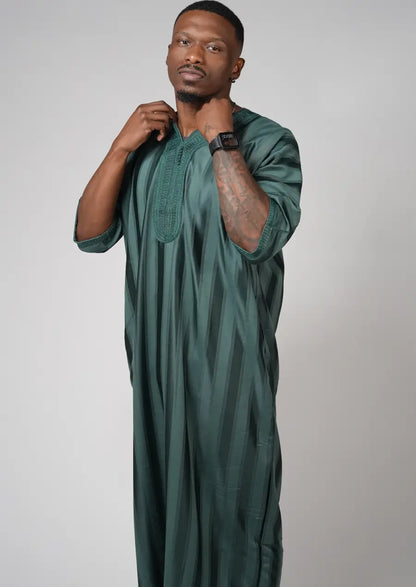 Emerald Green Moroccan Gandoura – Traditional Men’s Wear