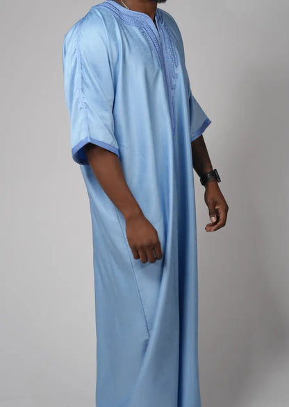 Sky Blue Moroccan Gandoura – Traditional Men’s Wear