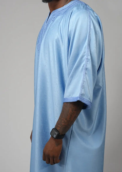 Sky Blue Moroccan Gandoura – Traditional Men’s Wear