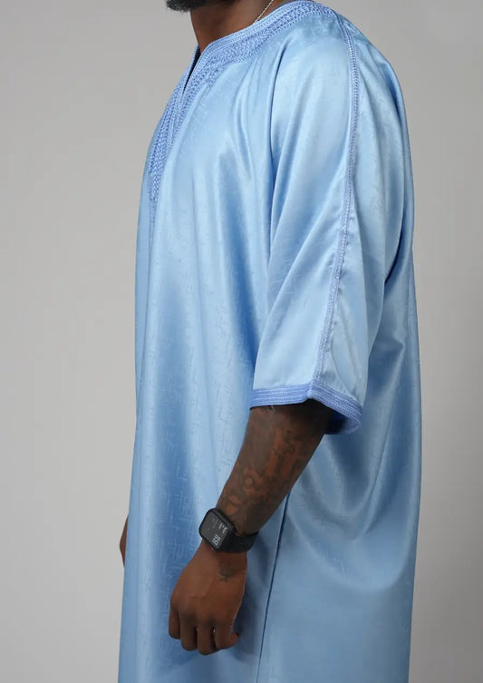 Sky Blue Moroccan Gandoura – Traditional Men’s Wear