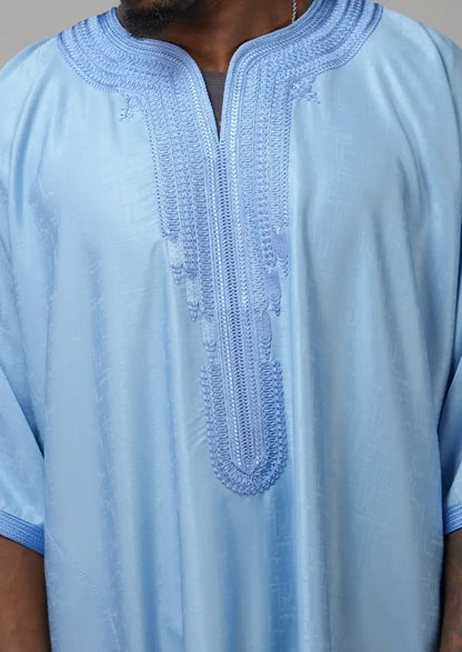Sky Blue Moroccan Gandoura – Traditional Men’s Wear