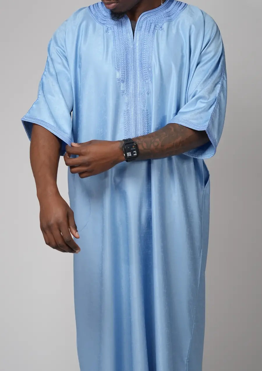 Sky Blue Moroccan Gandoura – Traditional Men’s Wear